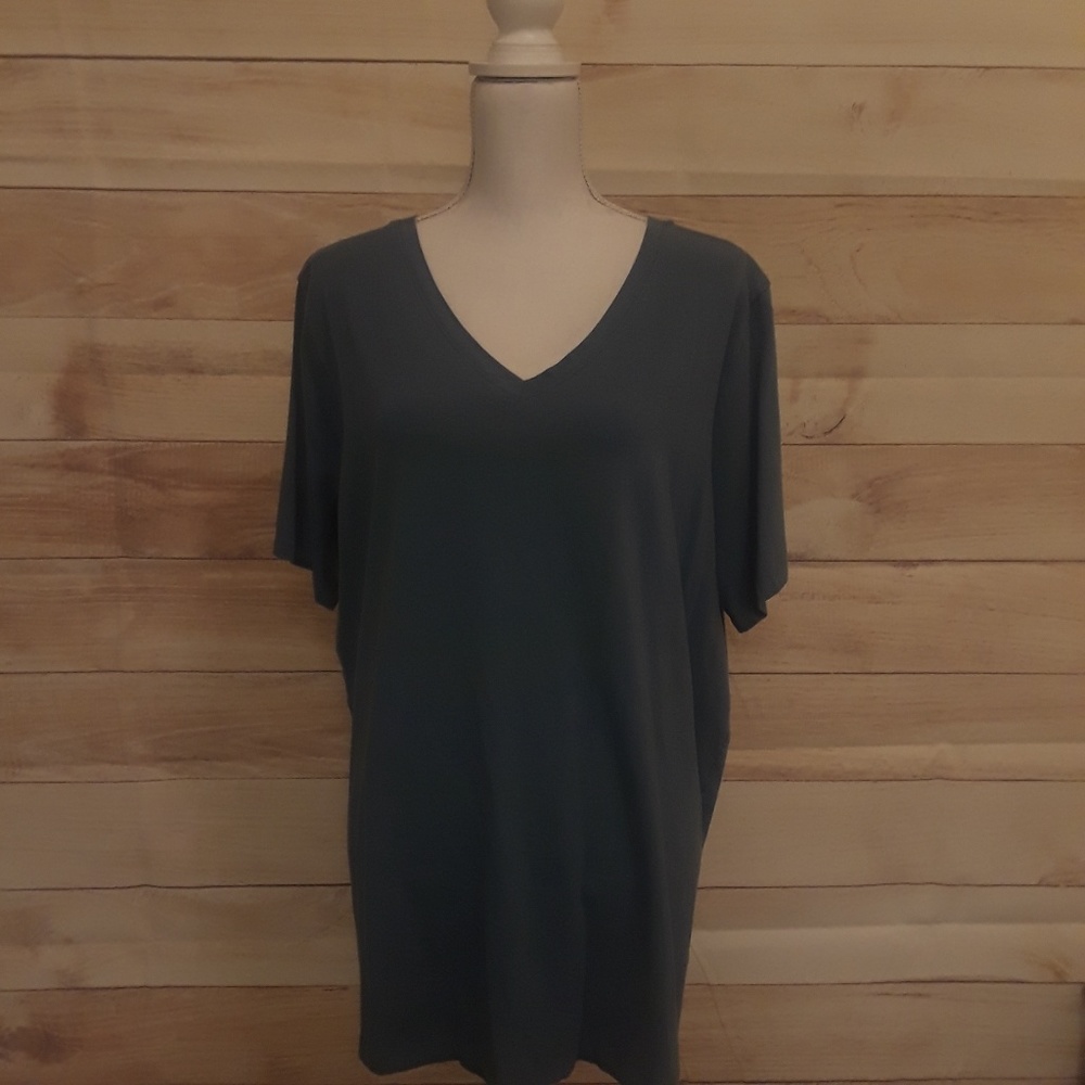 Dusty Blue Vneck Tee Size 3x